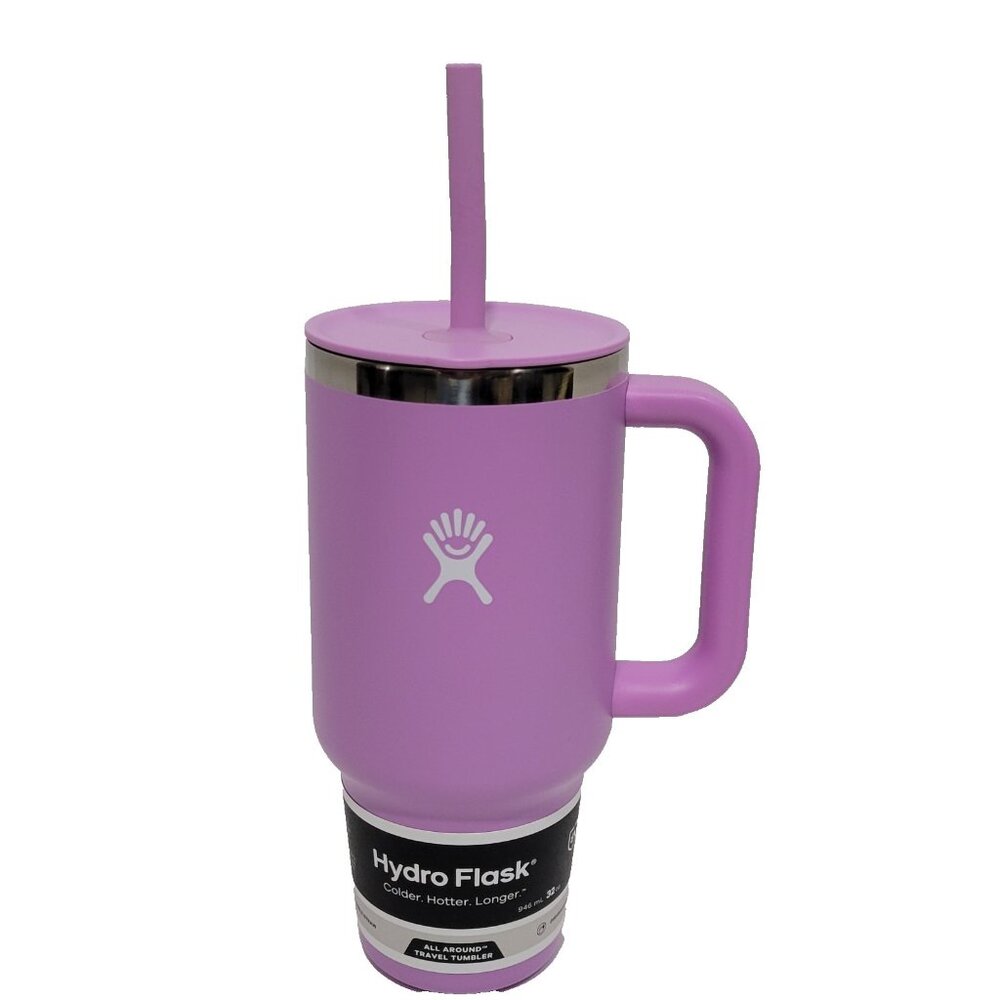 Hydro Flask 32 oz All Around Travel Tumbler Handle Straw Lid Insulated Lilac NEW